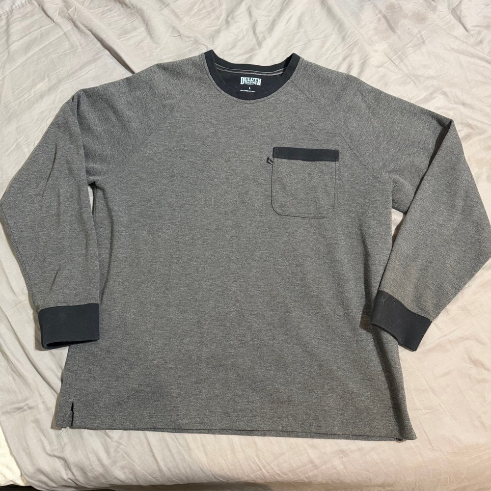 Duluth Trading Co Mens Long Sleeve Pocket T-Shirt Gray Raglan Workwear Large